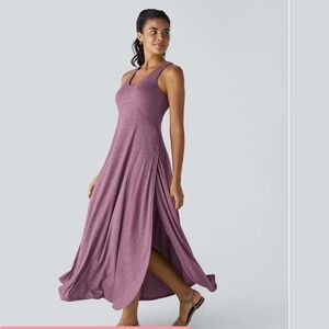 Halara U Neck Backless Flowy Maxi Tank Dress Large